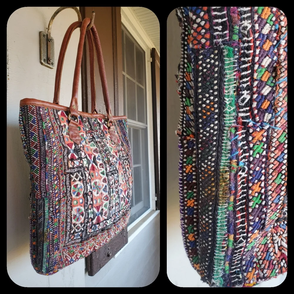 Artisan Banjara zari Boho Embroidered bag Handmade Patchwork Repurposed